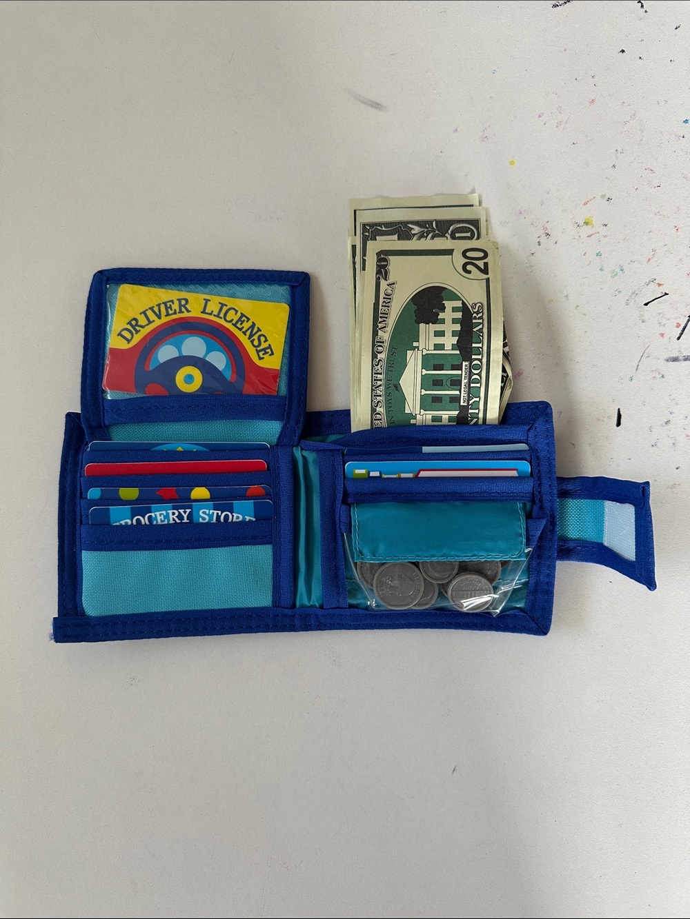 Melissa & Doug Children's Blue Play Wallet with Card & Coin Pockets